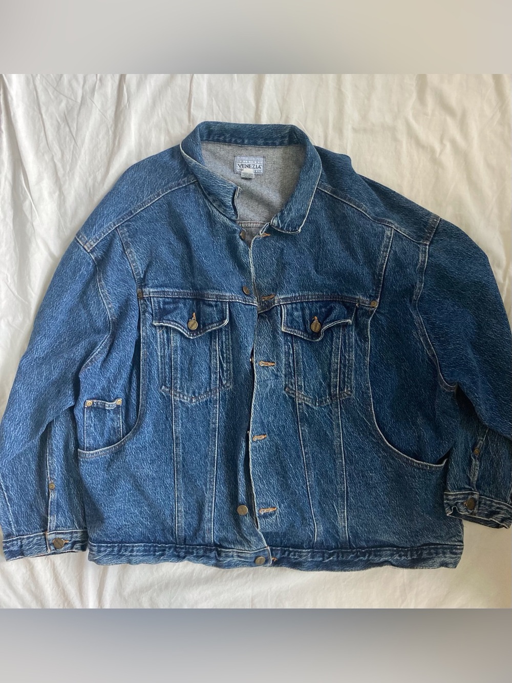 Venezia VINTAGE Made in USA 90’s Oversized Denim Trucker Jacket SZ 22/24 Cotton